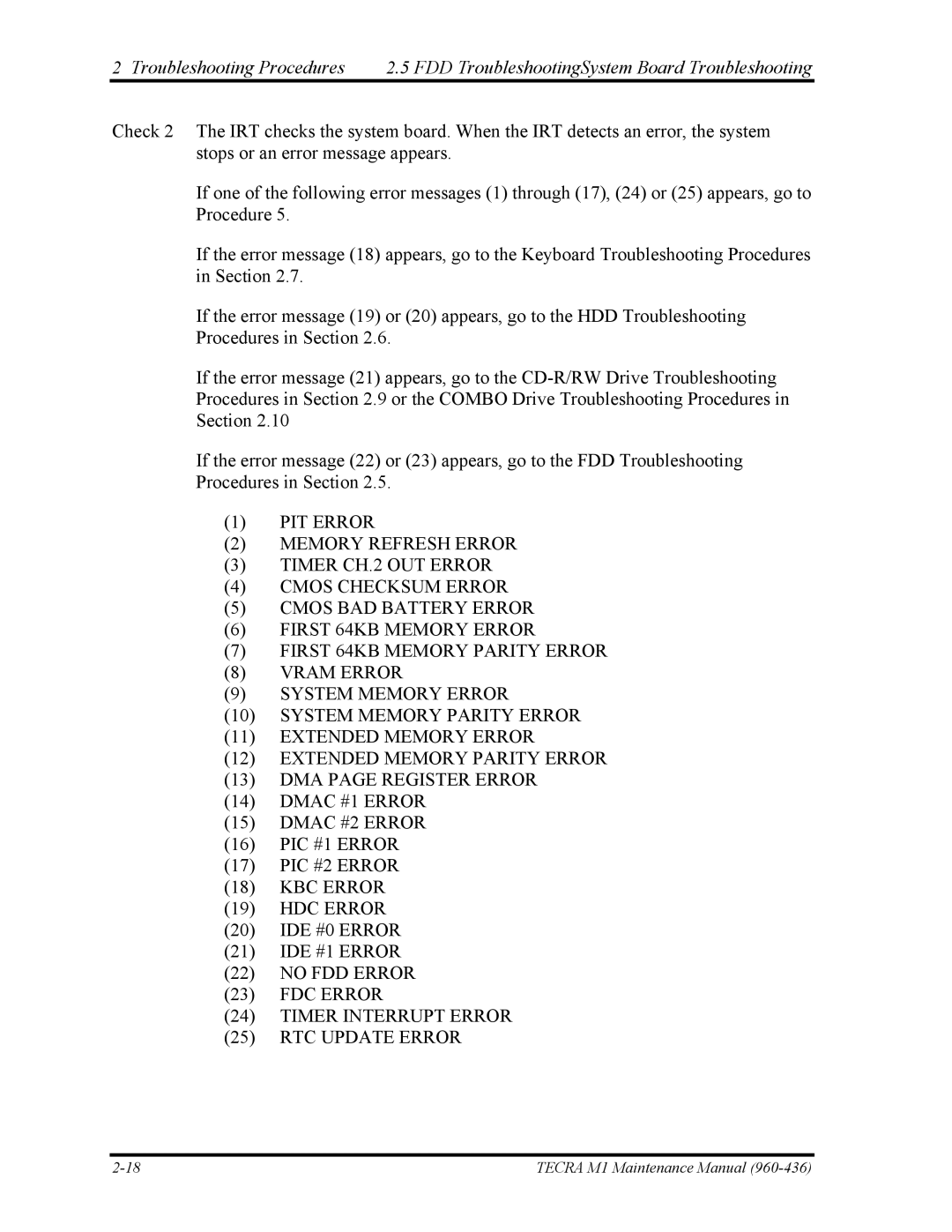 Toshiba tecra m1 manual KBC Error HDC Error 