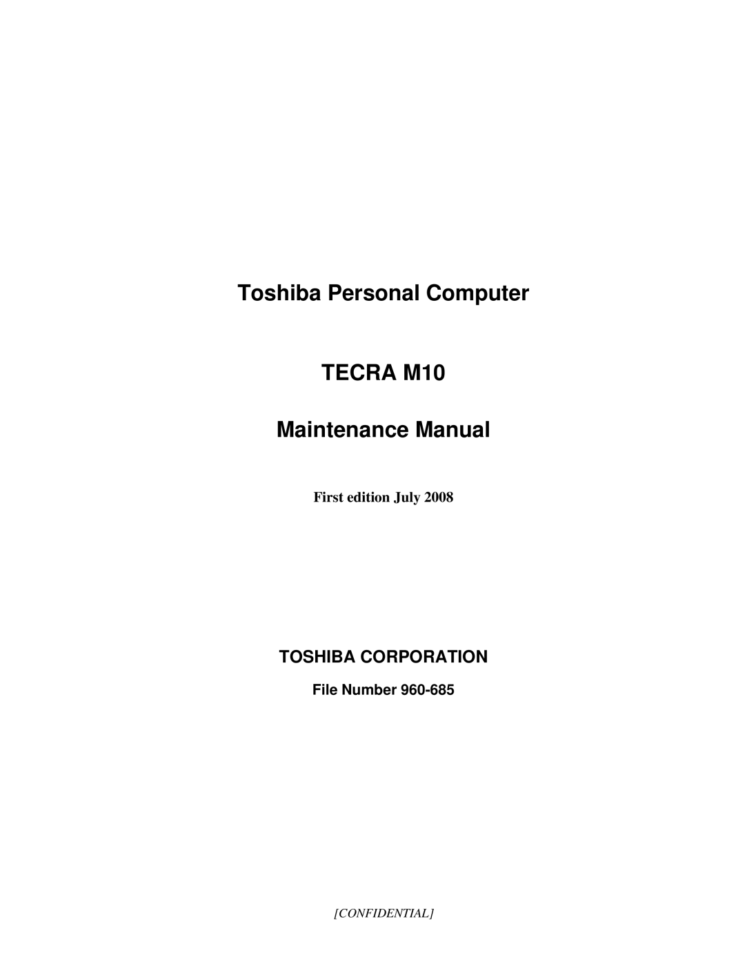 Toshiba TECRA manual Tecra M10, File Number 