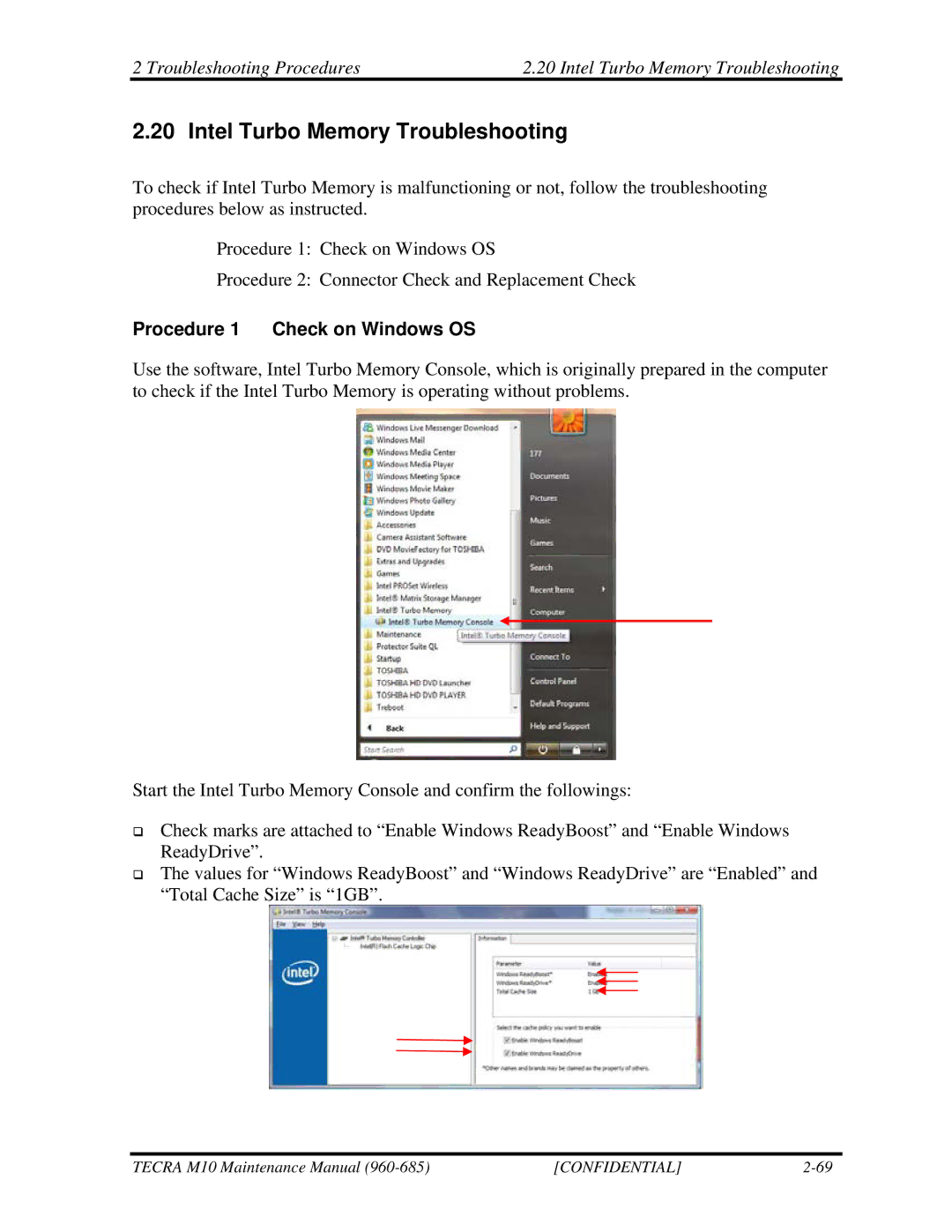 Toshiba M10, TECRA manual Intel Turbo Memory Troubleshooting 