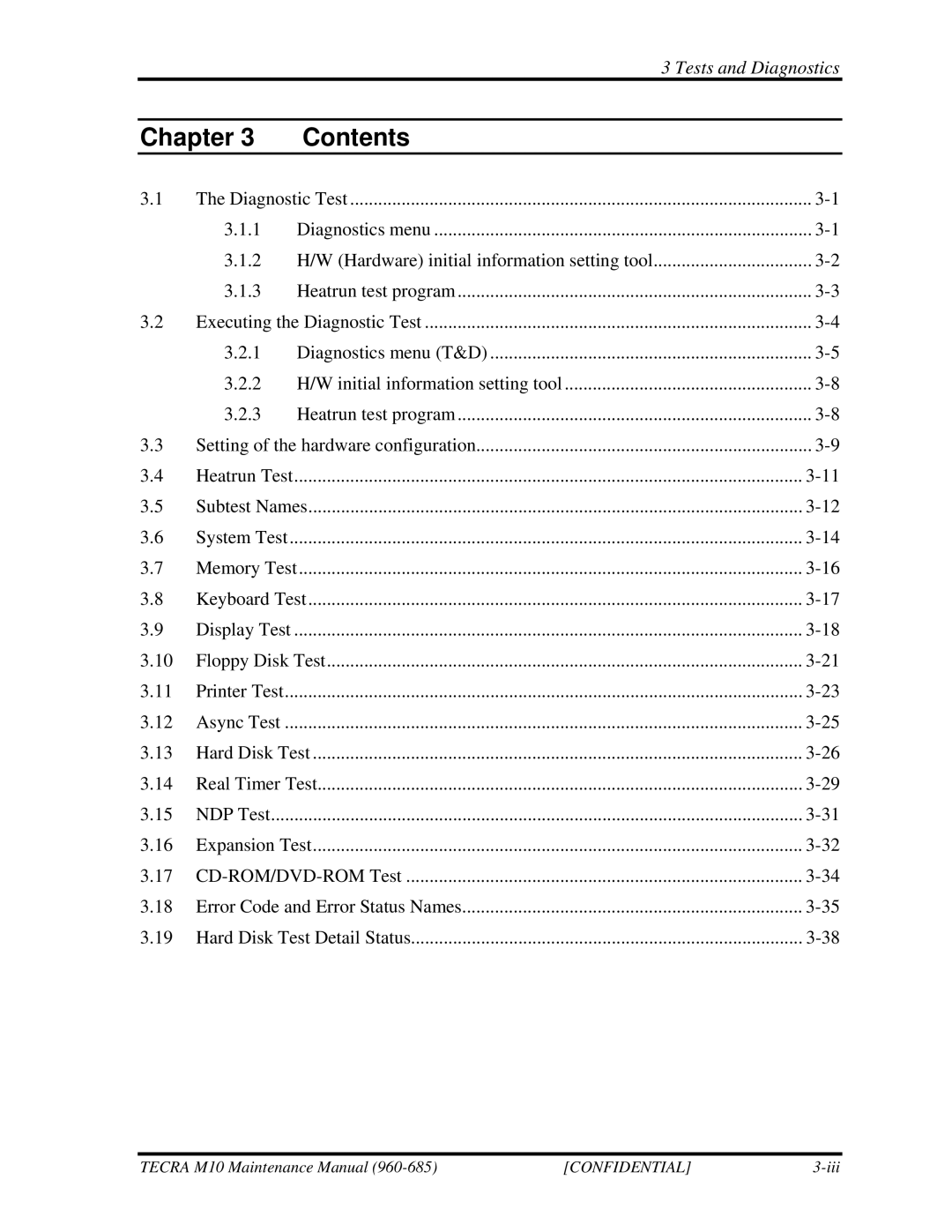 Toshiba M10, TECRA manual Heatrun Test 