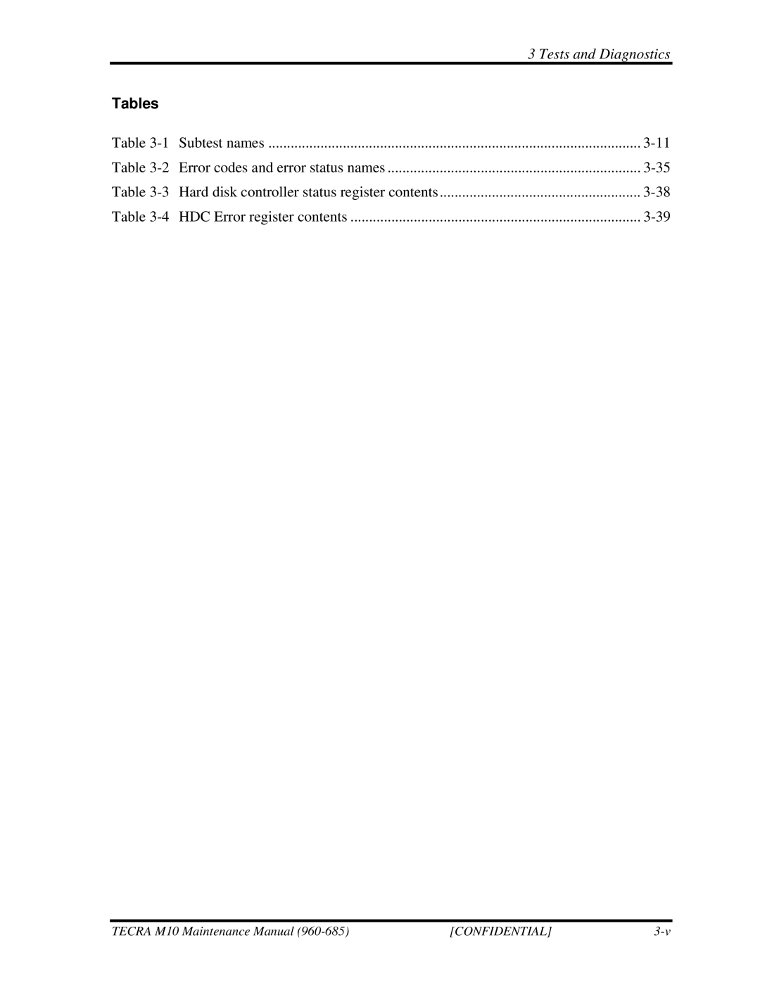 Toshiba M10, TECRA manual Tables 