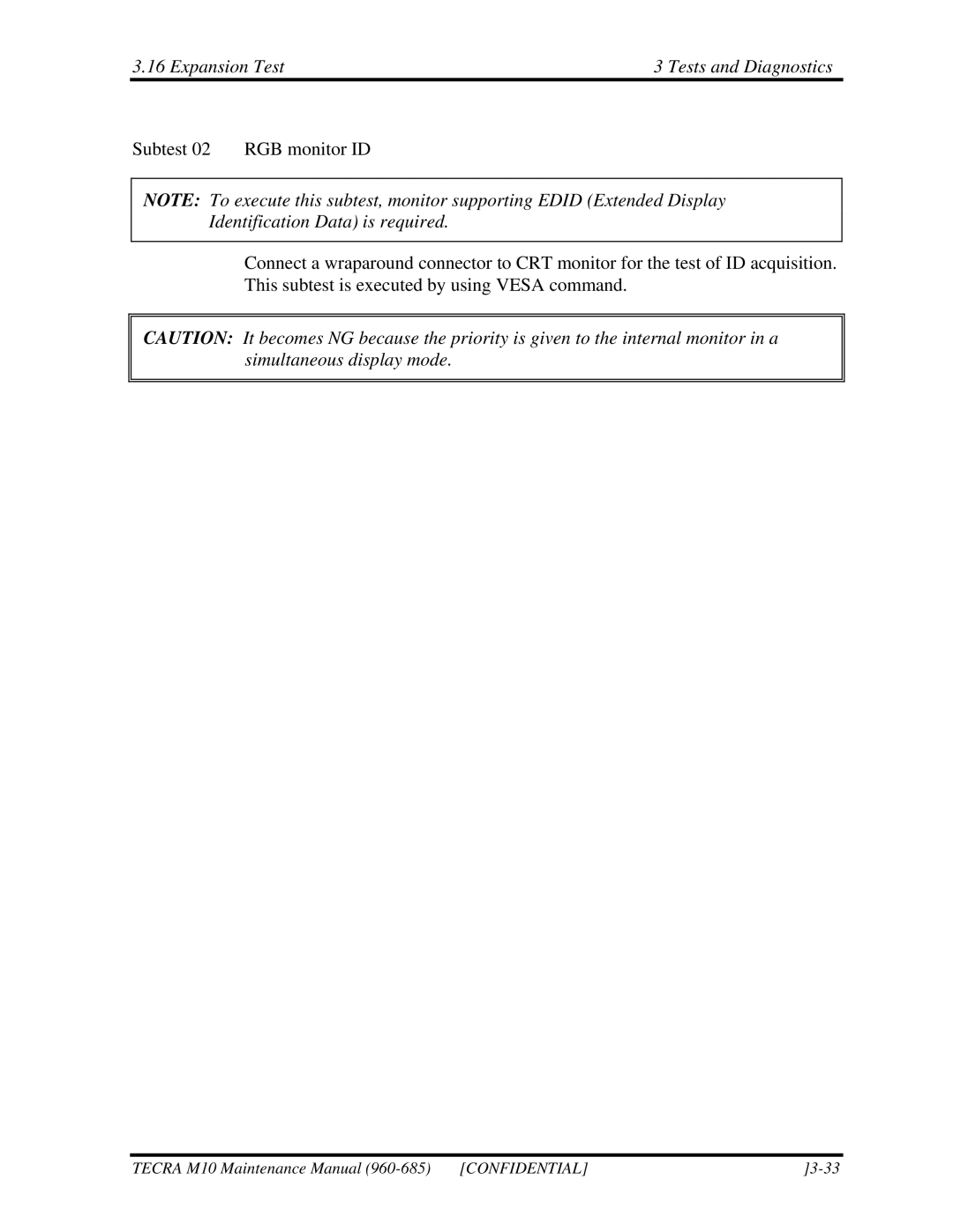 Toshiba M10, TECRA manual Expansion Test Tests and Diagnostics 