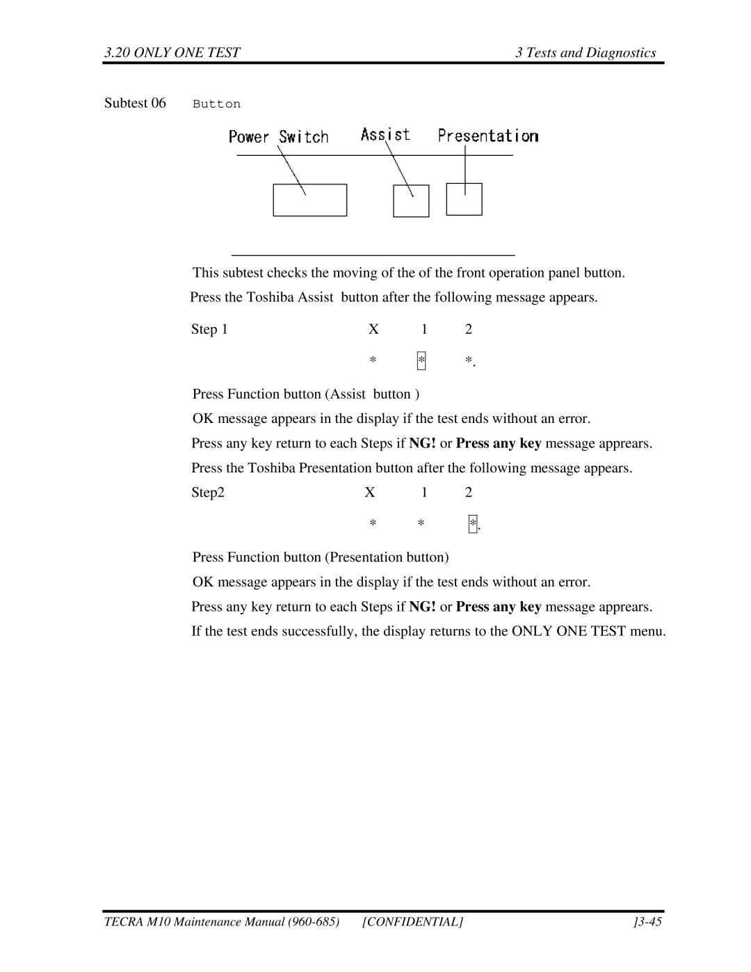 Toshiba M10, TECRA manual Subtest 06 Button 