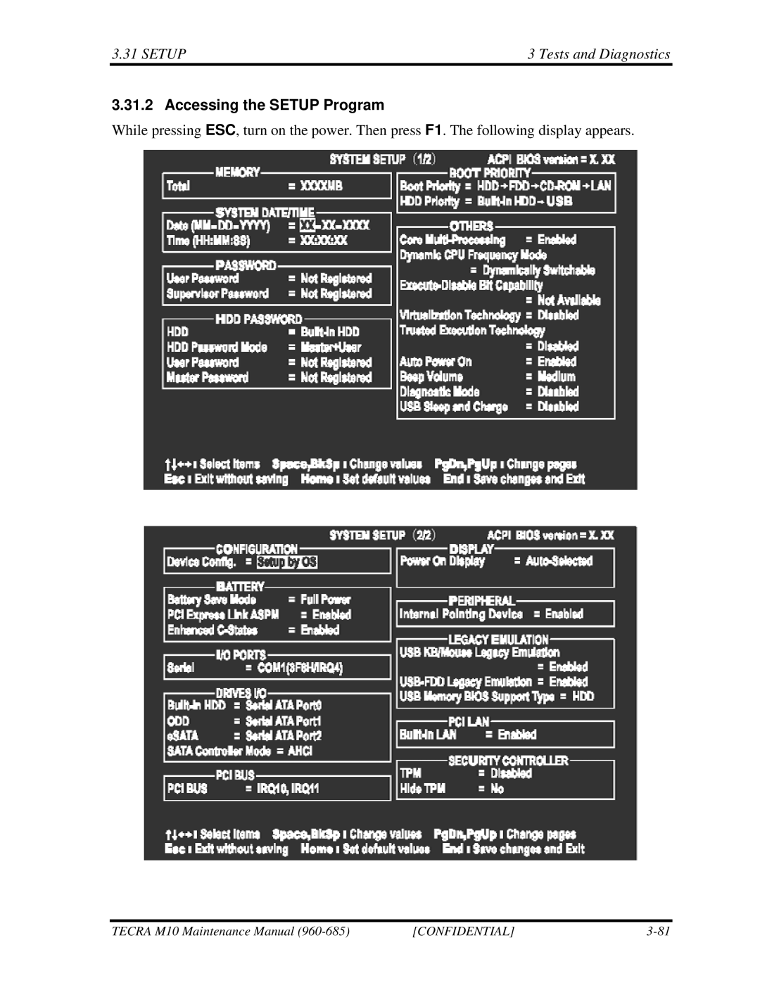 Toshiba M10, TECRA manual Accessing the Setup Program 