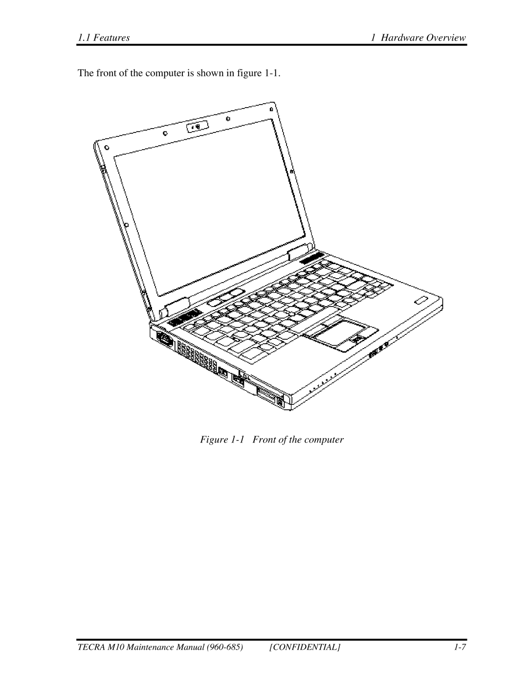 Toshiba M10, TECRA manual Front of the computer 