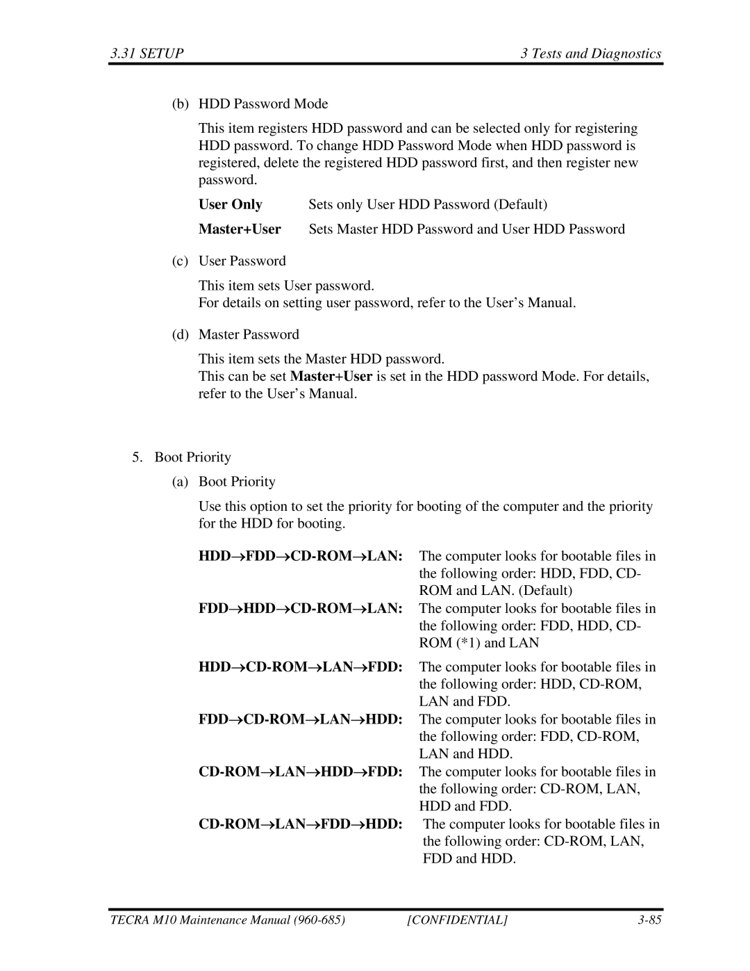 Toshiba M10, TECRA manual Setup Tests and Diagnostics 