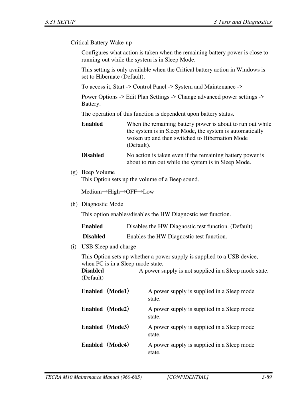 Toshiba M10, TECRA manual When the remaining battery power is about to run out while 