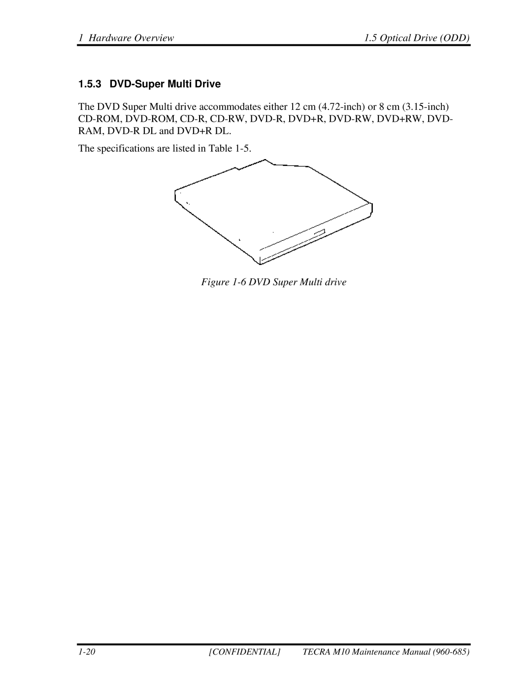 Toshiba TECRA, M10 manual DVD-Super Multi Drive, DVD Super Multi drive 