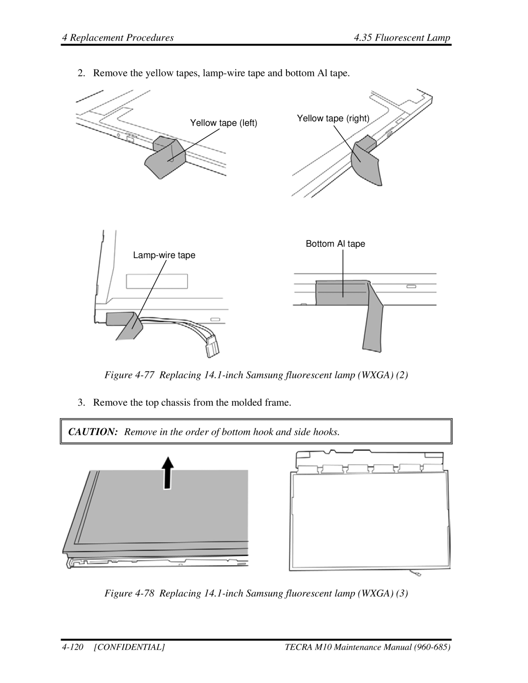 Toshiba TECRA, M10 manual Replacing 14.1-inch Samsung fluorescent lamp Wxga 