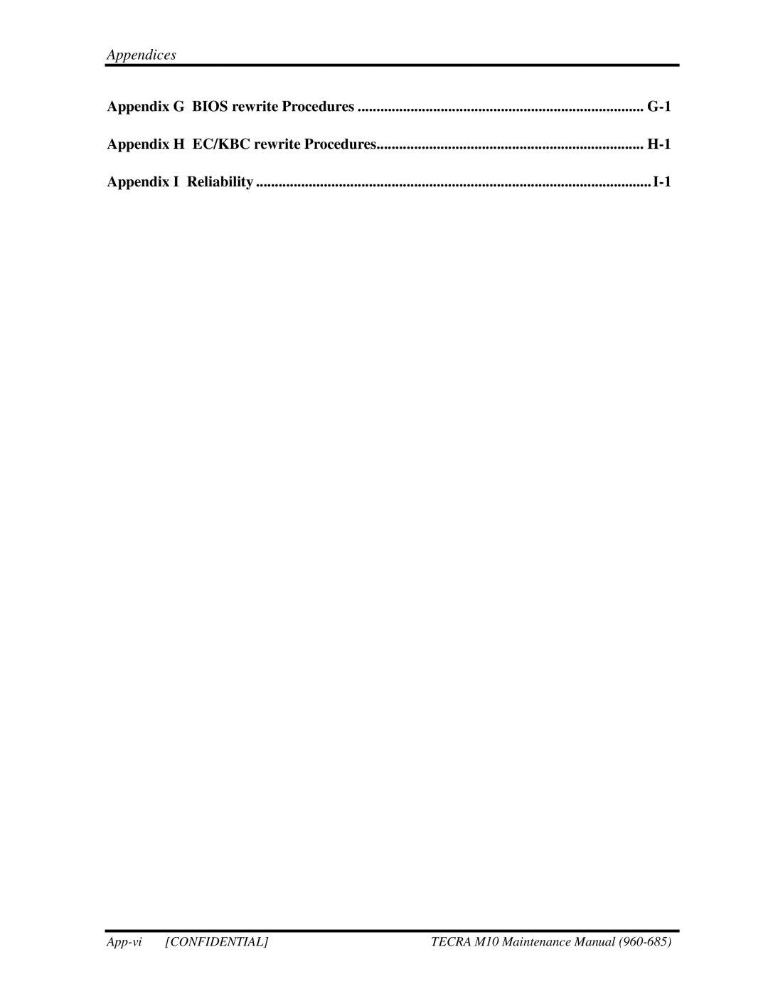 Toshiba TECRA, M10 manual App-vi Confidential 