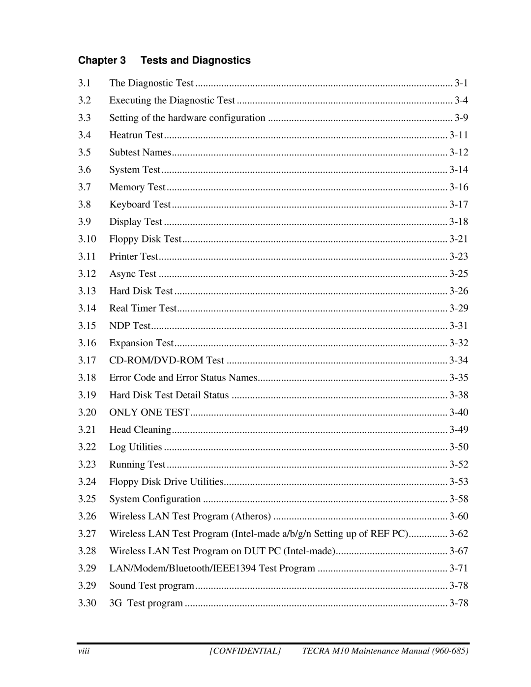 Toshiba TECRA, M10 manual Tests and Diagnostics, Only ONE Test 