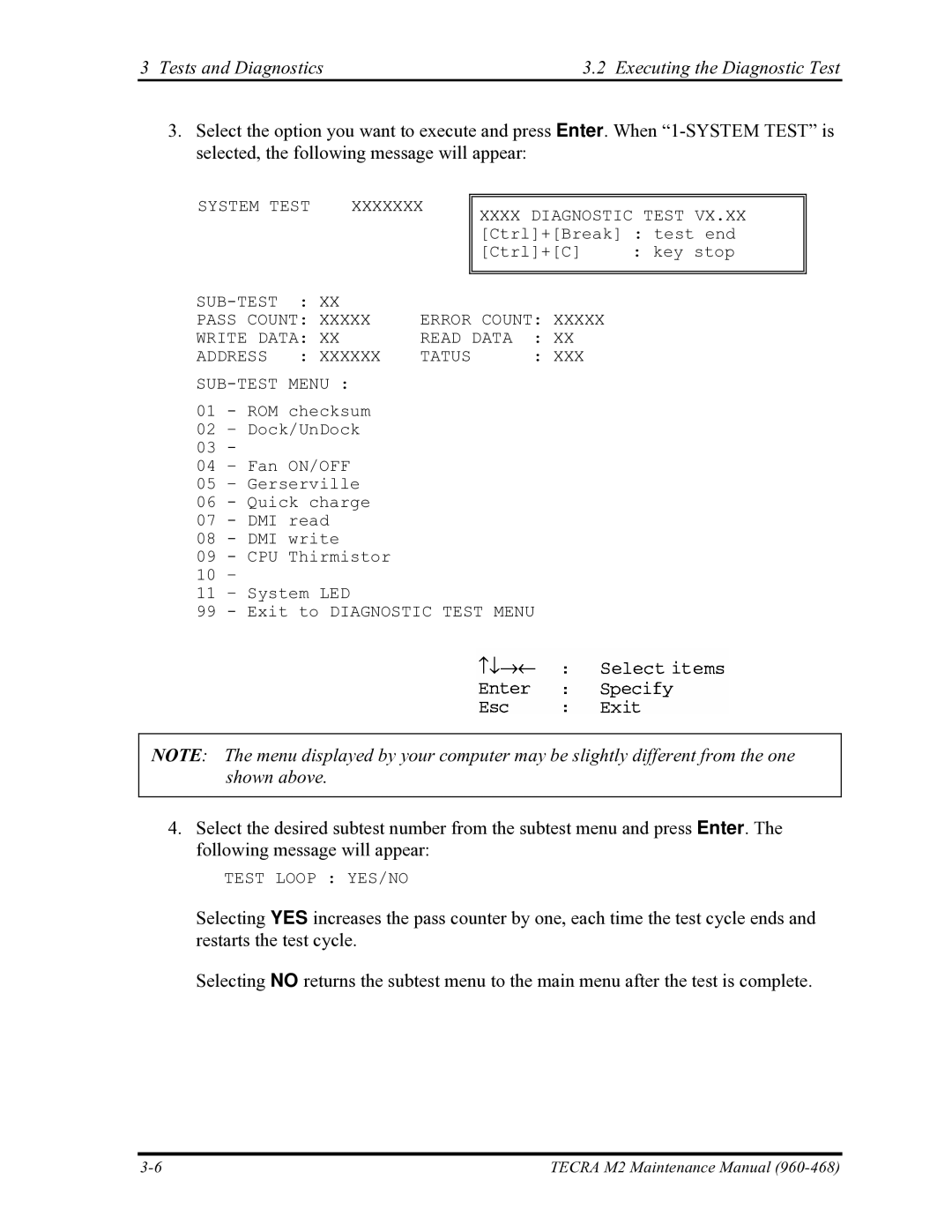 Toshiba tecra m2 manual Sub-Test 