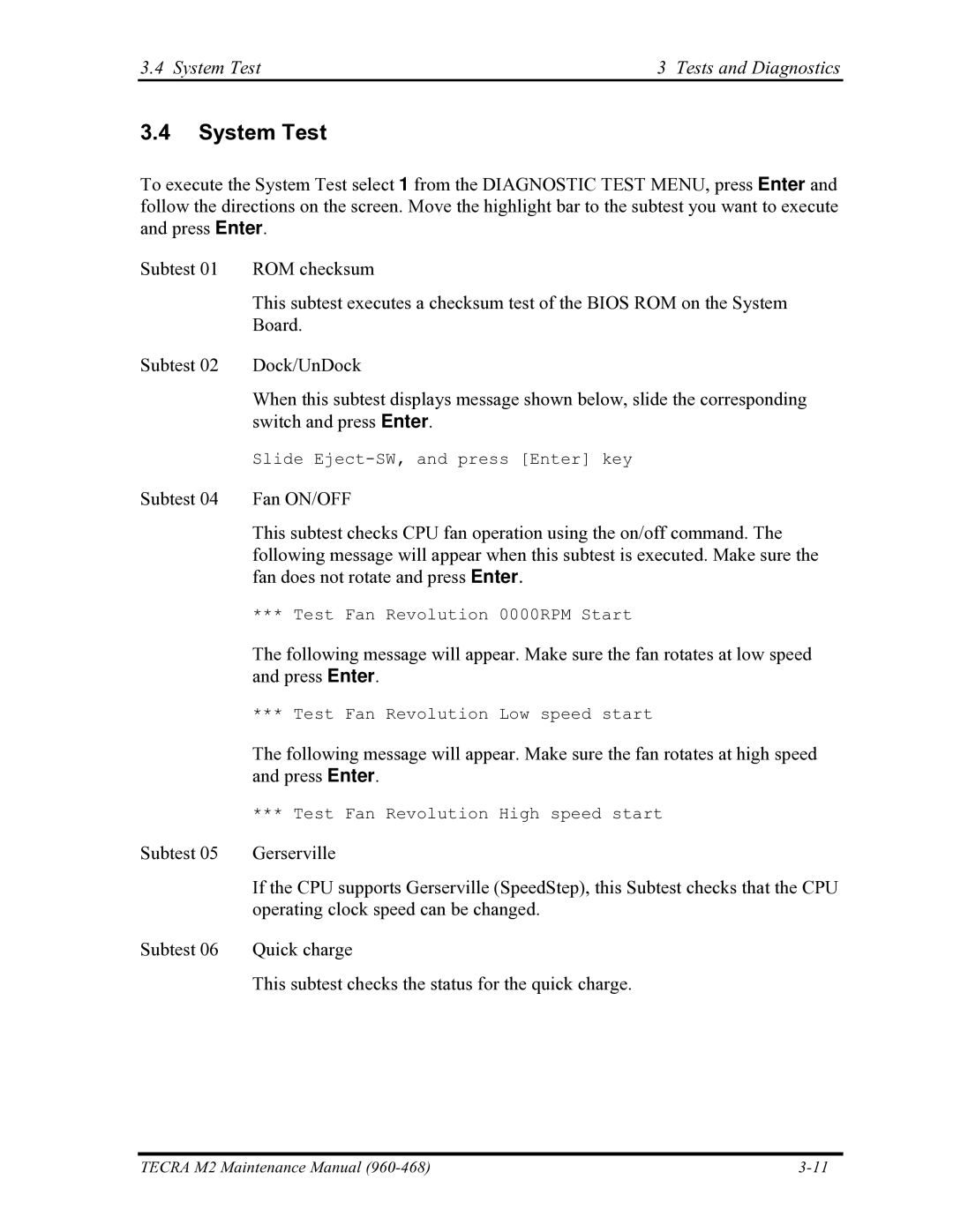 Toshiba tecra m2 manual System Test Tests and Diagnostics 