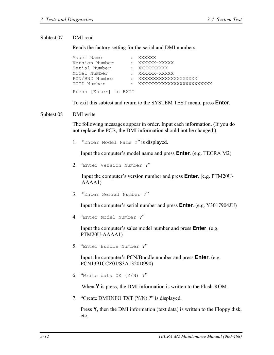 Toshiba tecra m2 manual Tests and Diagnostics System Test, AAAA1 