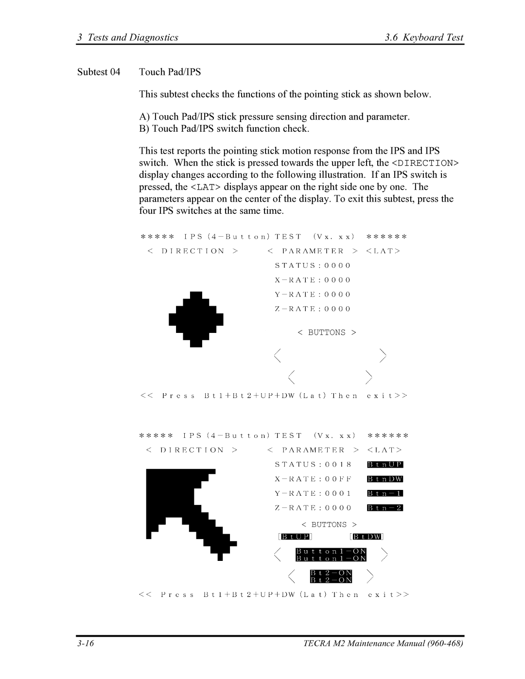 Toshiba tecra m2 manual Tests and Diagnostics Keyboard Test 