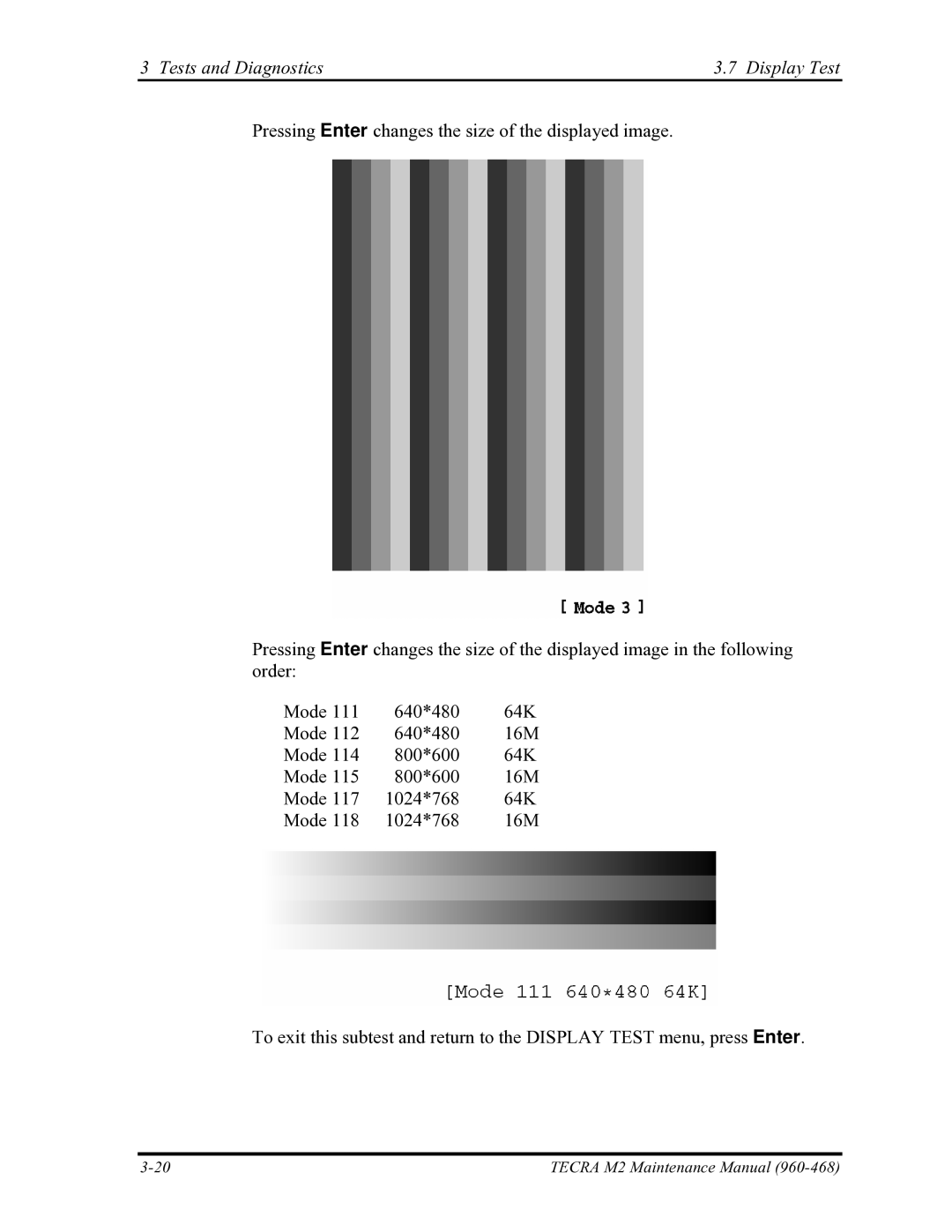 Toshiba tecra m2 manual Tests and Diagnostics Display Test 