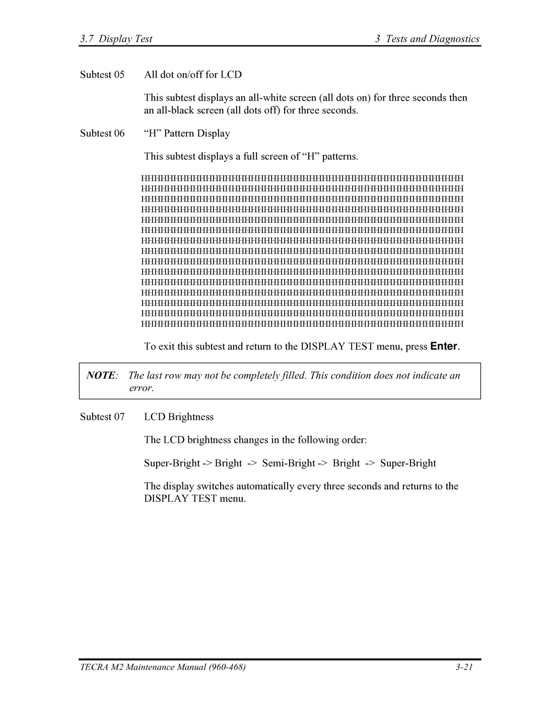 Toshiba tecra m2 manual Display Test Tests and Diagnostics 