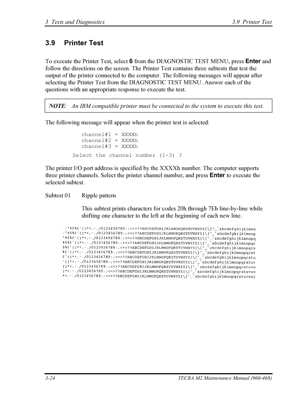 Toshiba tecra m2 manual Tests and Diagnostics Printer Test 