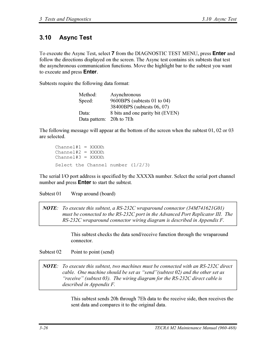 Toshiba tecra m2 manual Tests and Diagnostics Async Test 