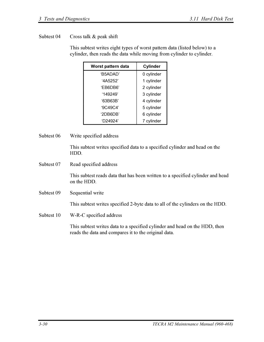 Toshiba tecra m2 manual Worst pattern data Cylinder 