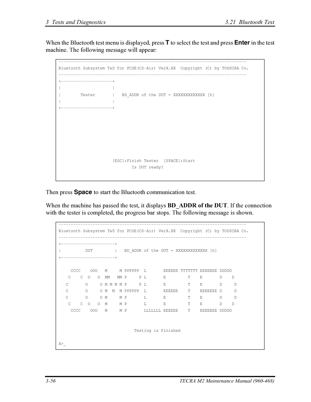 Toshiba tecra m2 manual Tests and Diagnostics3.21 Bluetooth Test 