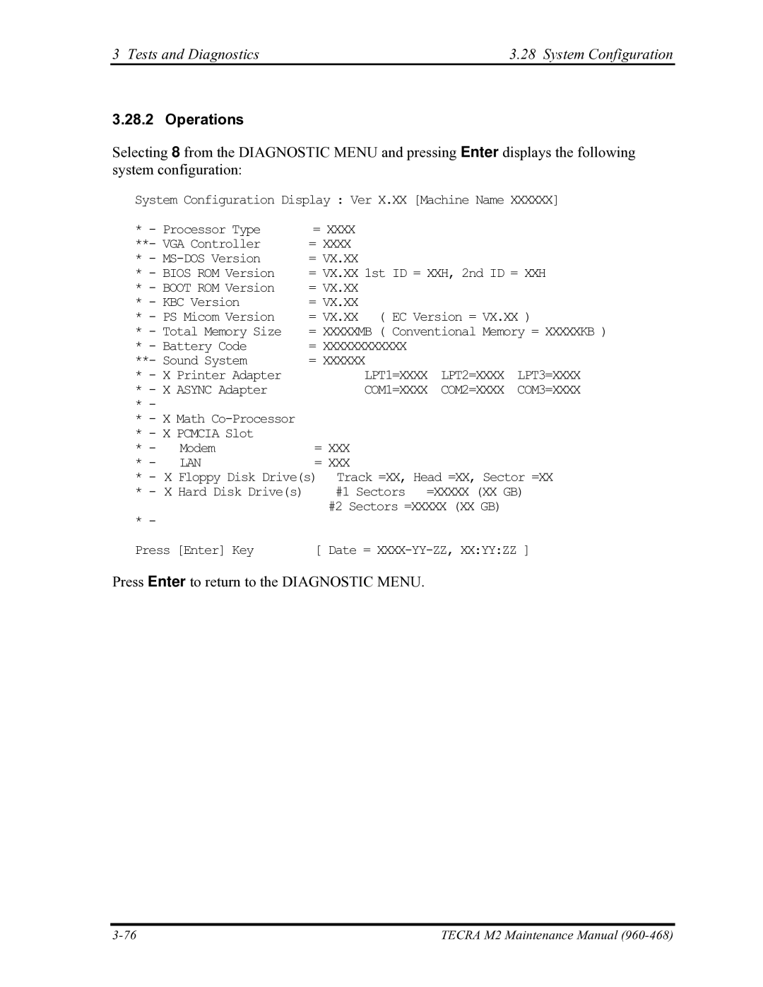 Toshiba tecra m2 manual Tests and Diagnostics System Configuration, Lan 