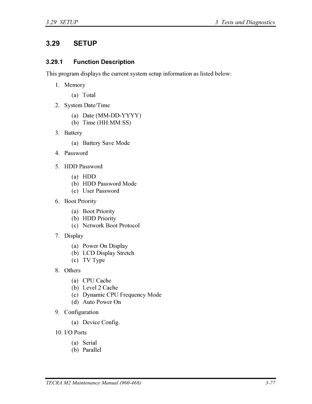 Toshiba tecra m2 manual Setup Tests and Diagnostics 