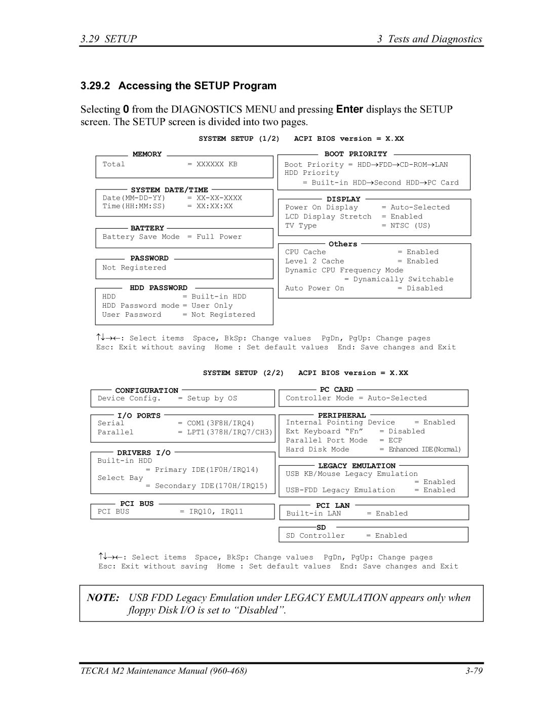 Toshiba tecra m2 manual Accessing the Setup Program, Display 