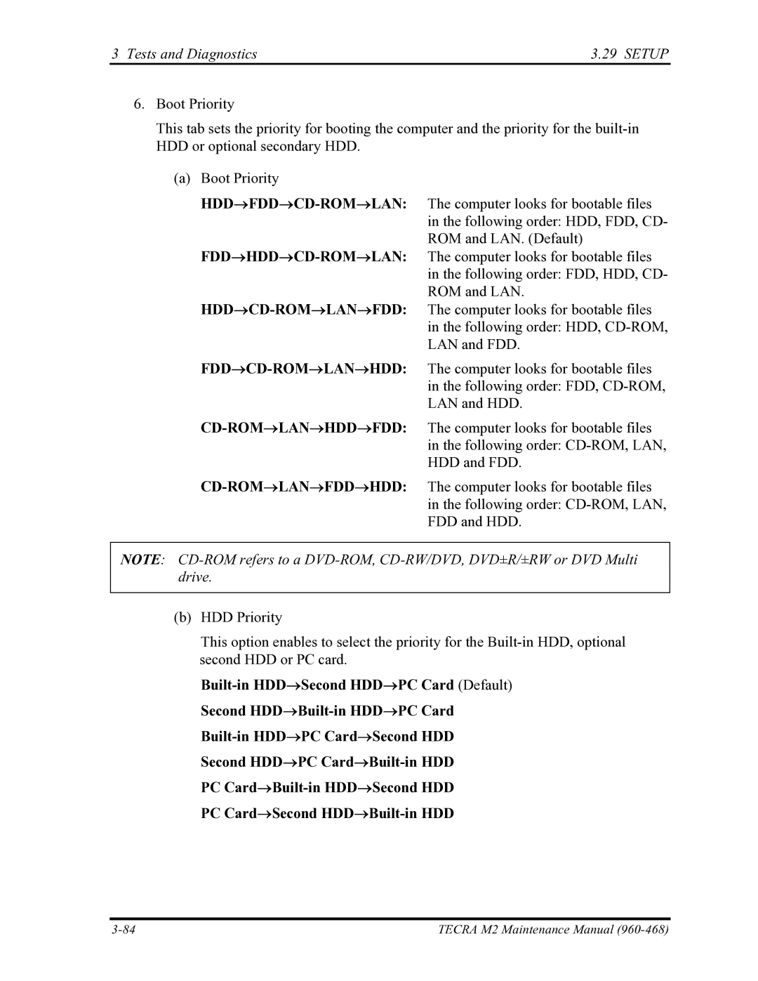 Toshiba tecra m2 manual Fdd →Hdd →Cd-Rom →Lan 