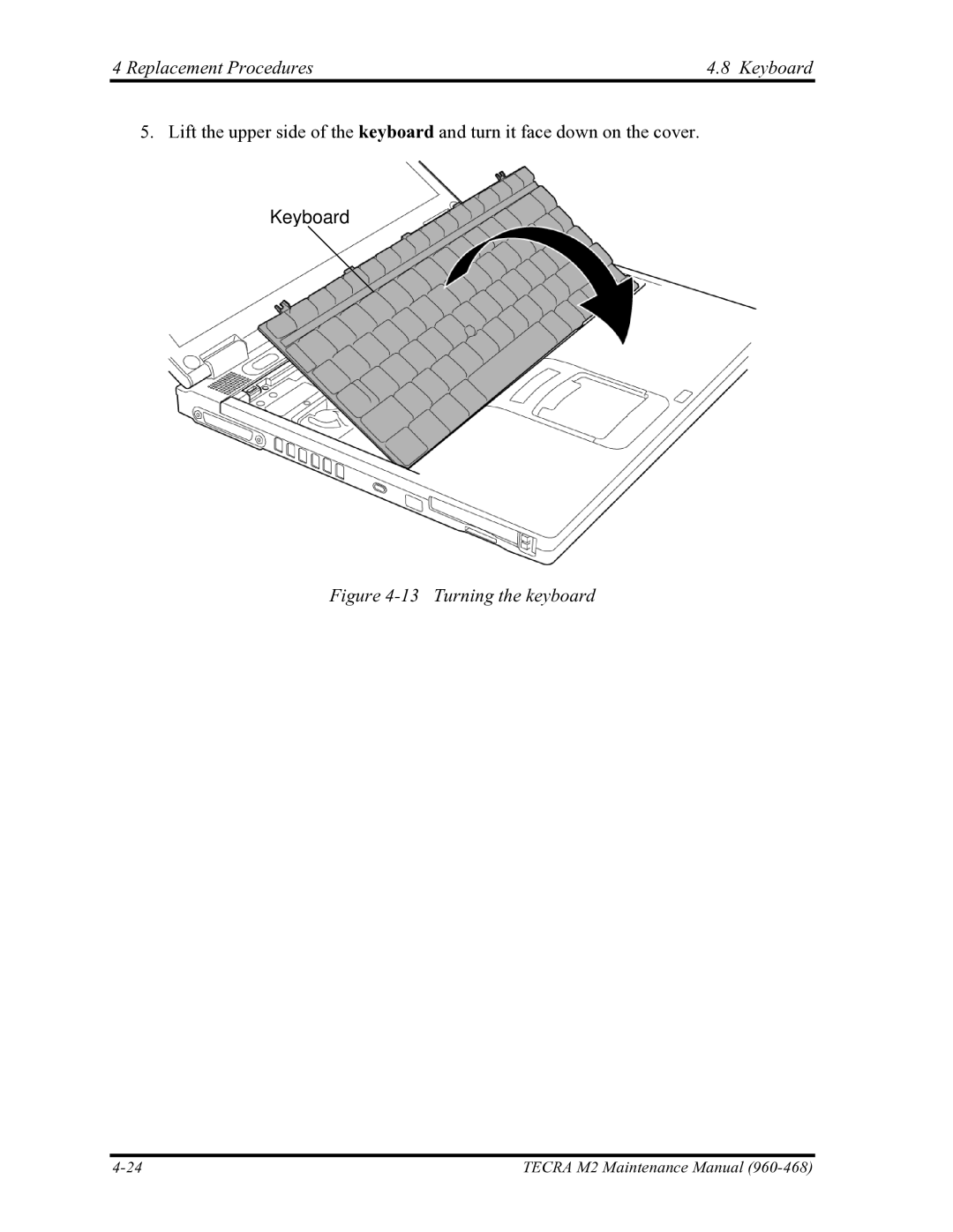 Toshiba tecra m2 manual Keyboard, Turning the keyboard 