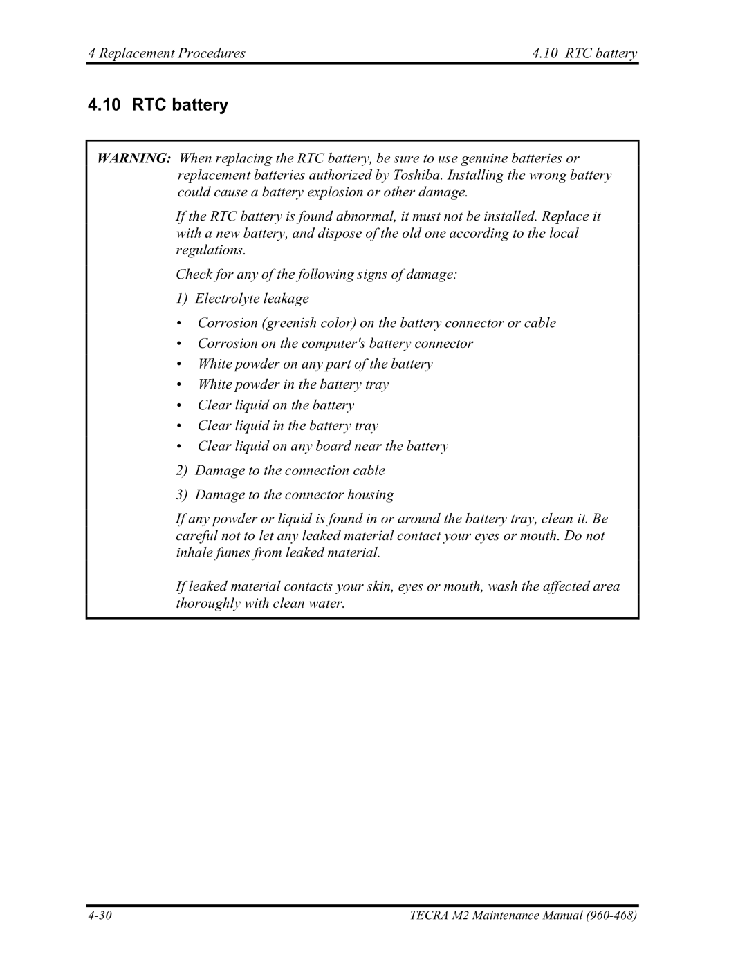 Toshiba tecra m2 manual Replacement Procedures RTC battery 