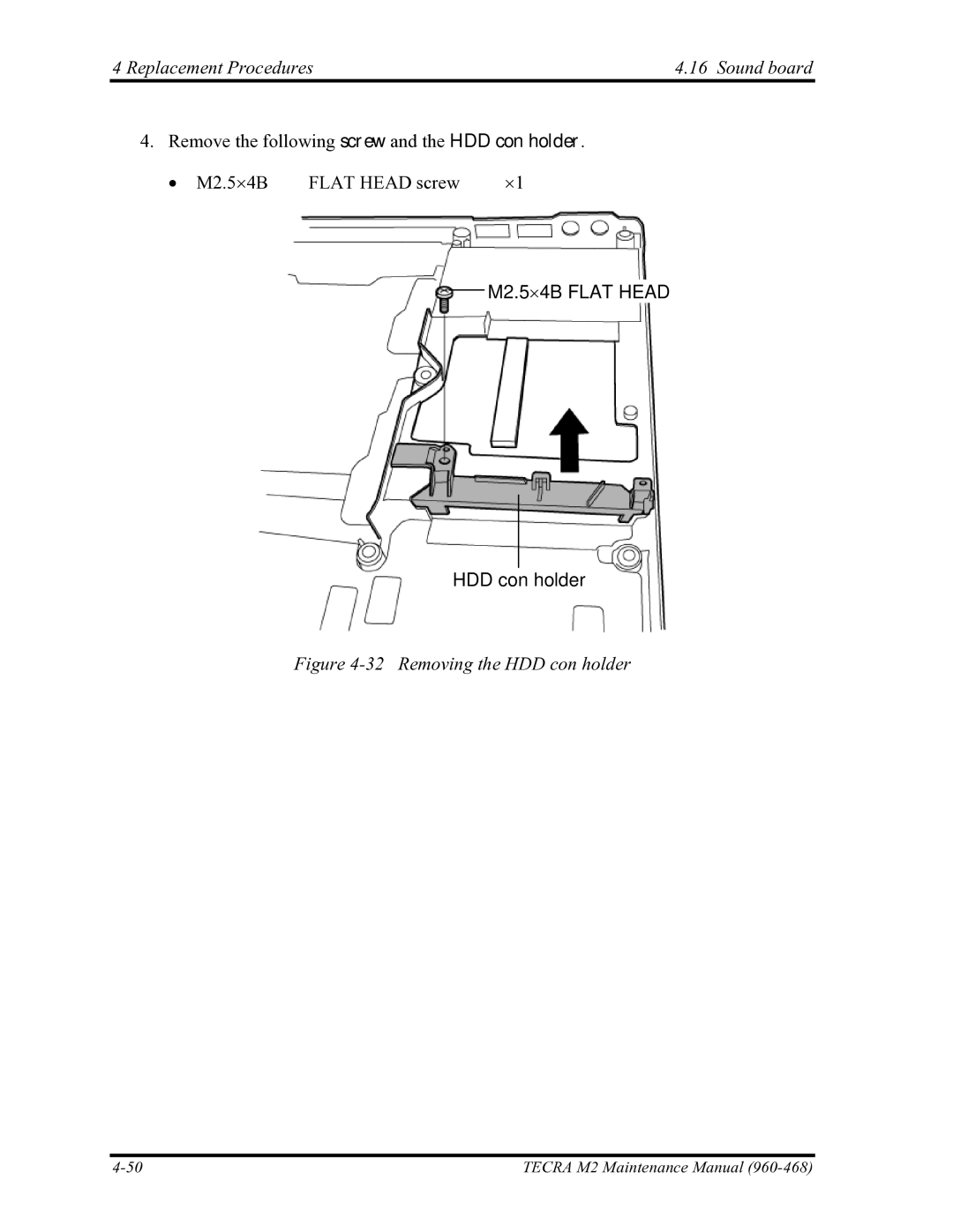 Toshiba tecra m2 manual Removing the HDD con holder 