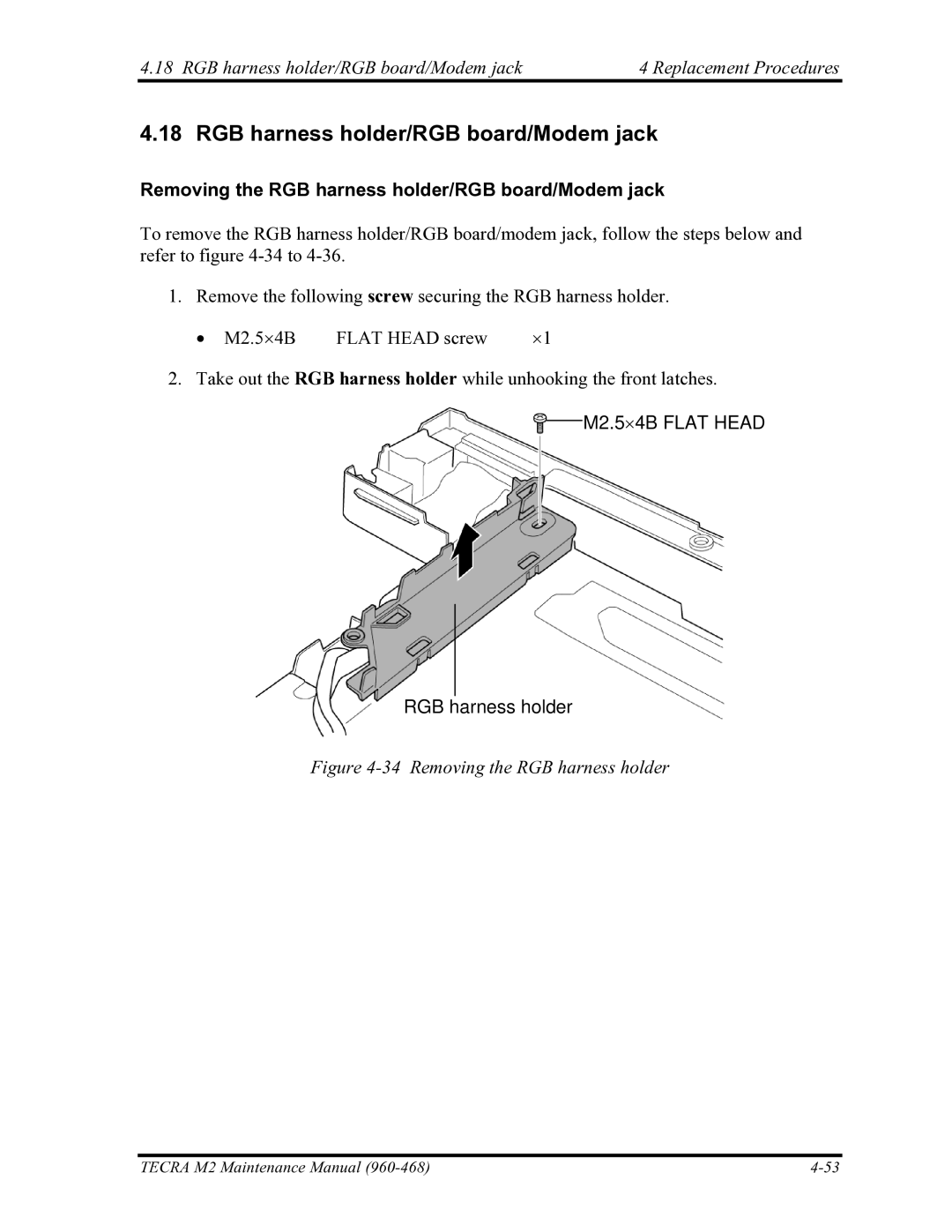 Toshiba tecra m2 manual Removing the RGB harness holder/RGB board/Modem jack 