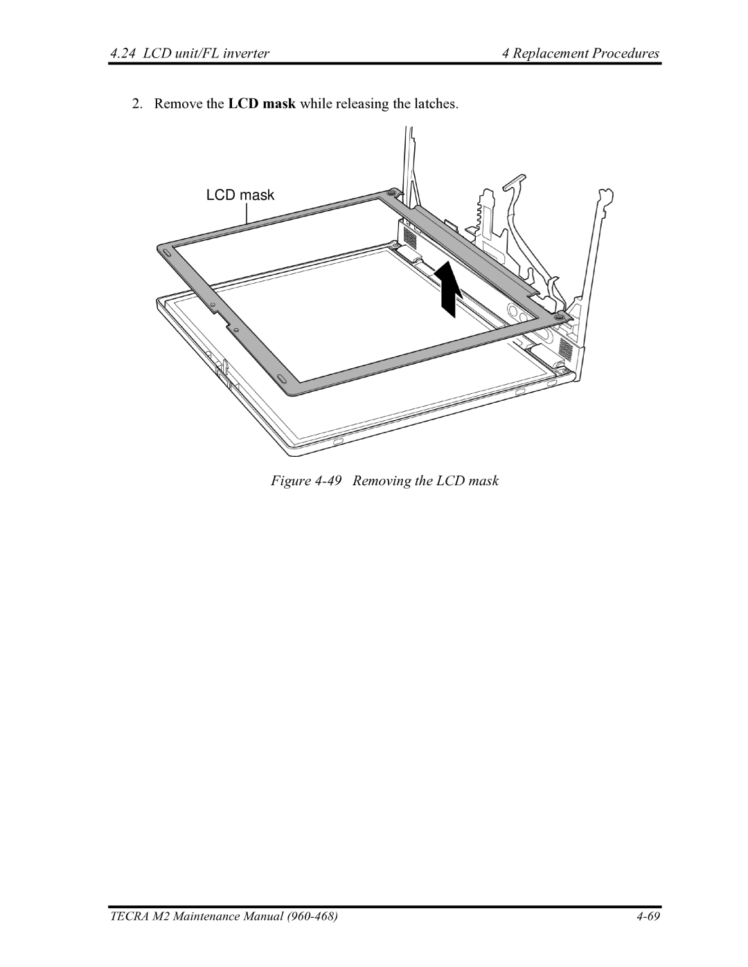 Toshiba tecra m2 manual LCD unit/FL inverter Replacement Procedures, LCD mask 