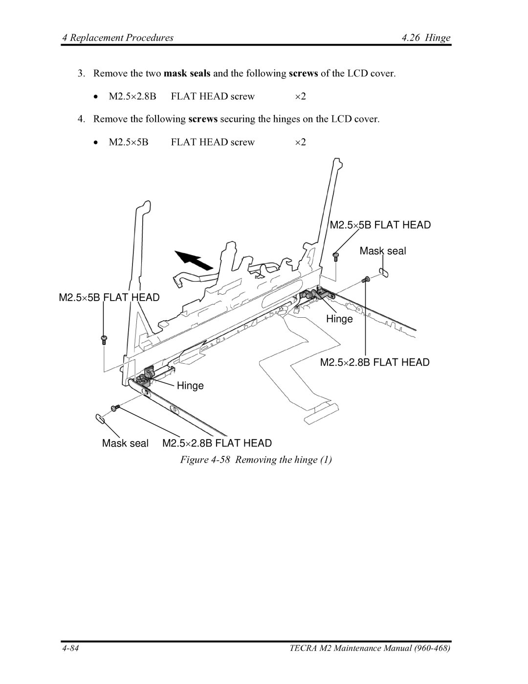 Toshiba tecra m2 manual Hinge Mask seal M2.5⋅2.8B Flat Head 