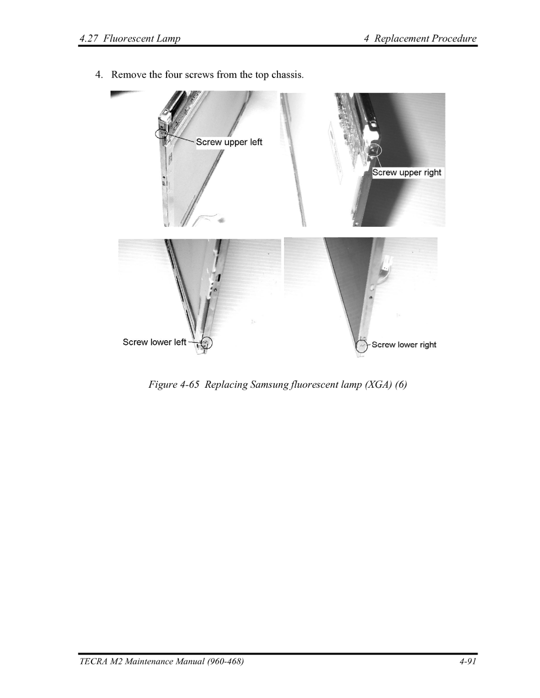 Toshiba tecra m2 manual Replacing Samsung fluorescent lamp XGA 