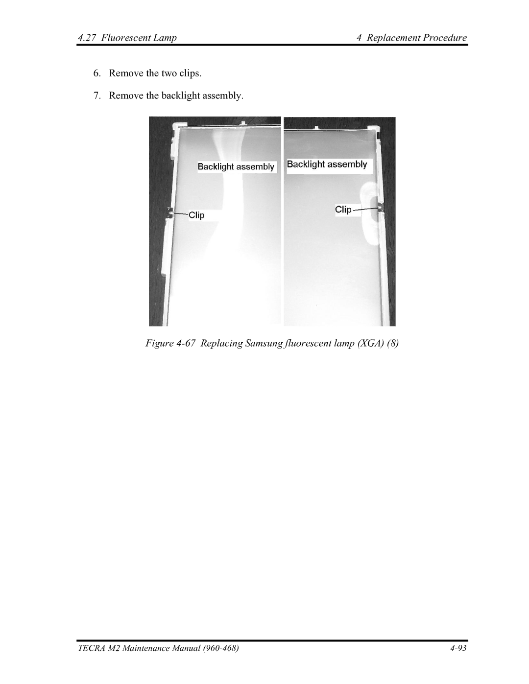 Toshiba tecra m2 manual Replacing Samsung fluorescent lamp XGA 