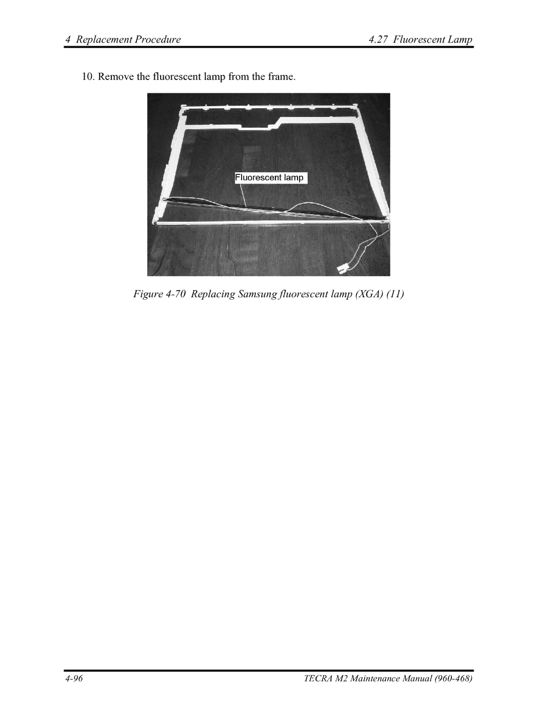 Toshiba tecra m2 manual Replacing Samsung fluorescent lamp XGA 