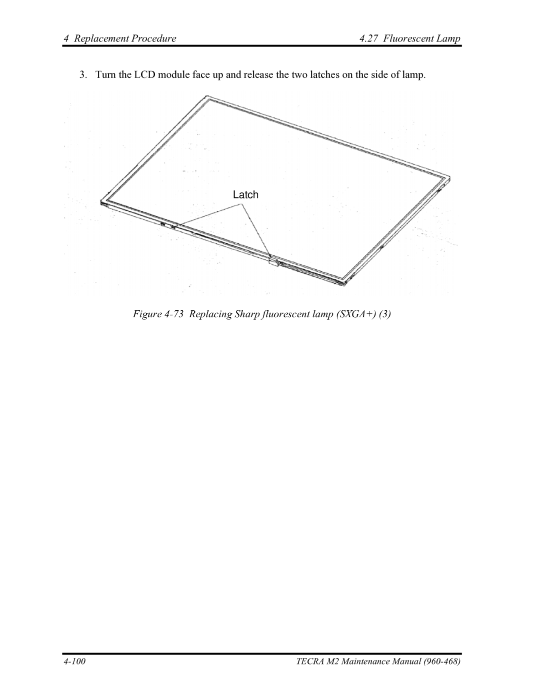 Toshiba tecra m2 manual Replacing Sharp fluorescent lamp SXGA+ 