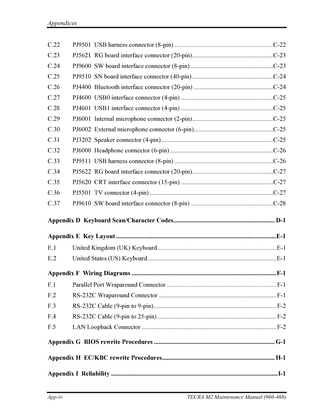 Toshiba tecra m2 manual Appendix F Wiring Diagrams 