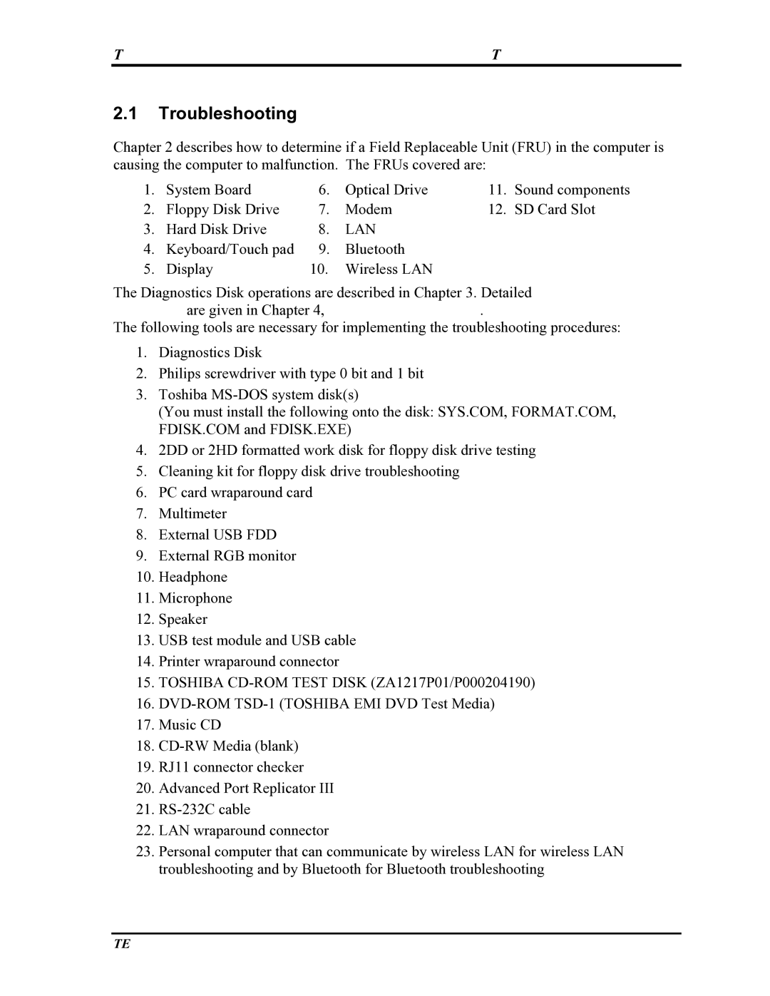 Toshiba tecra m2 manual Troubleshooting Troubleshooting Procedures 