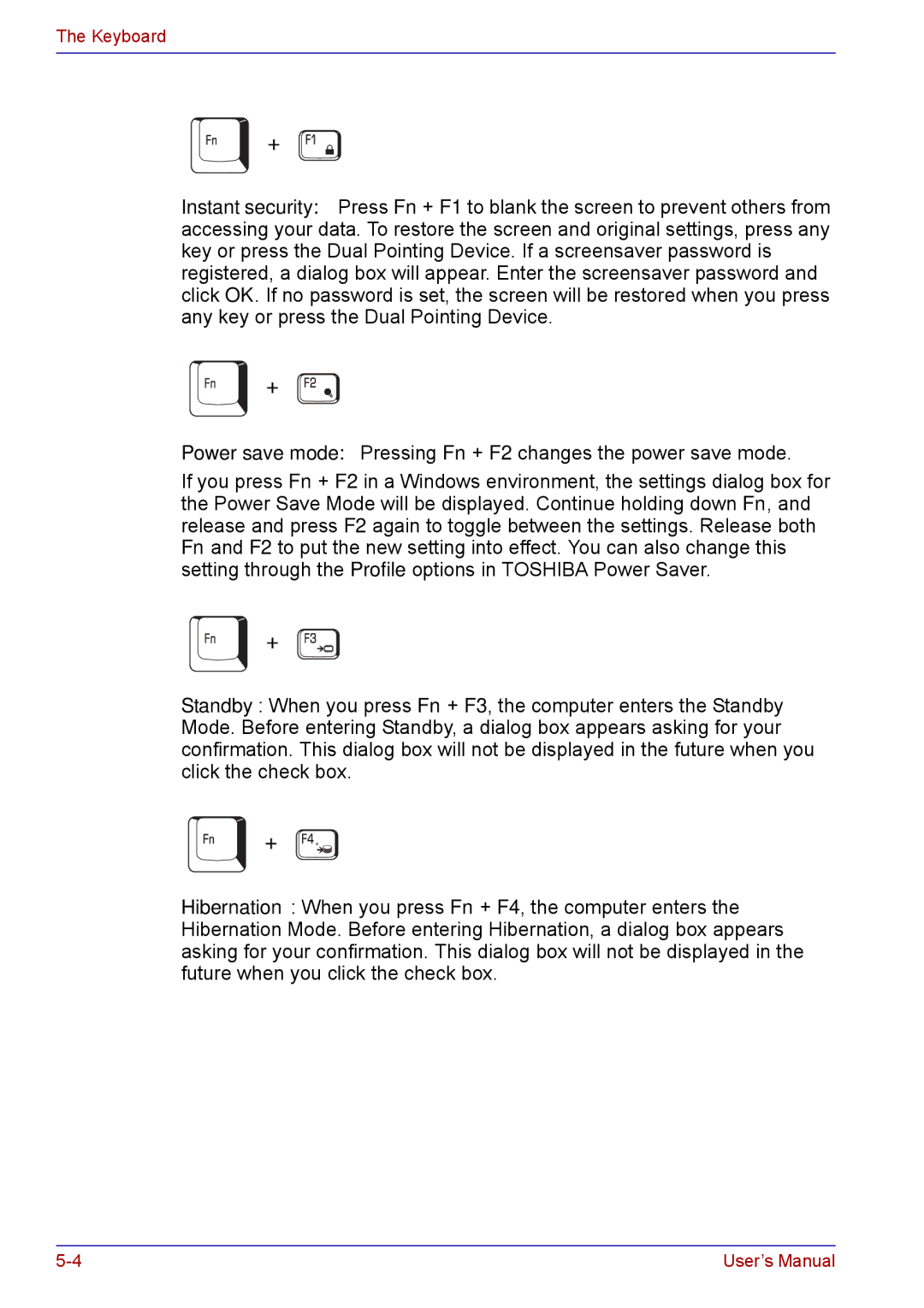 Toshiba TECRA M5 user manual Keyboard 