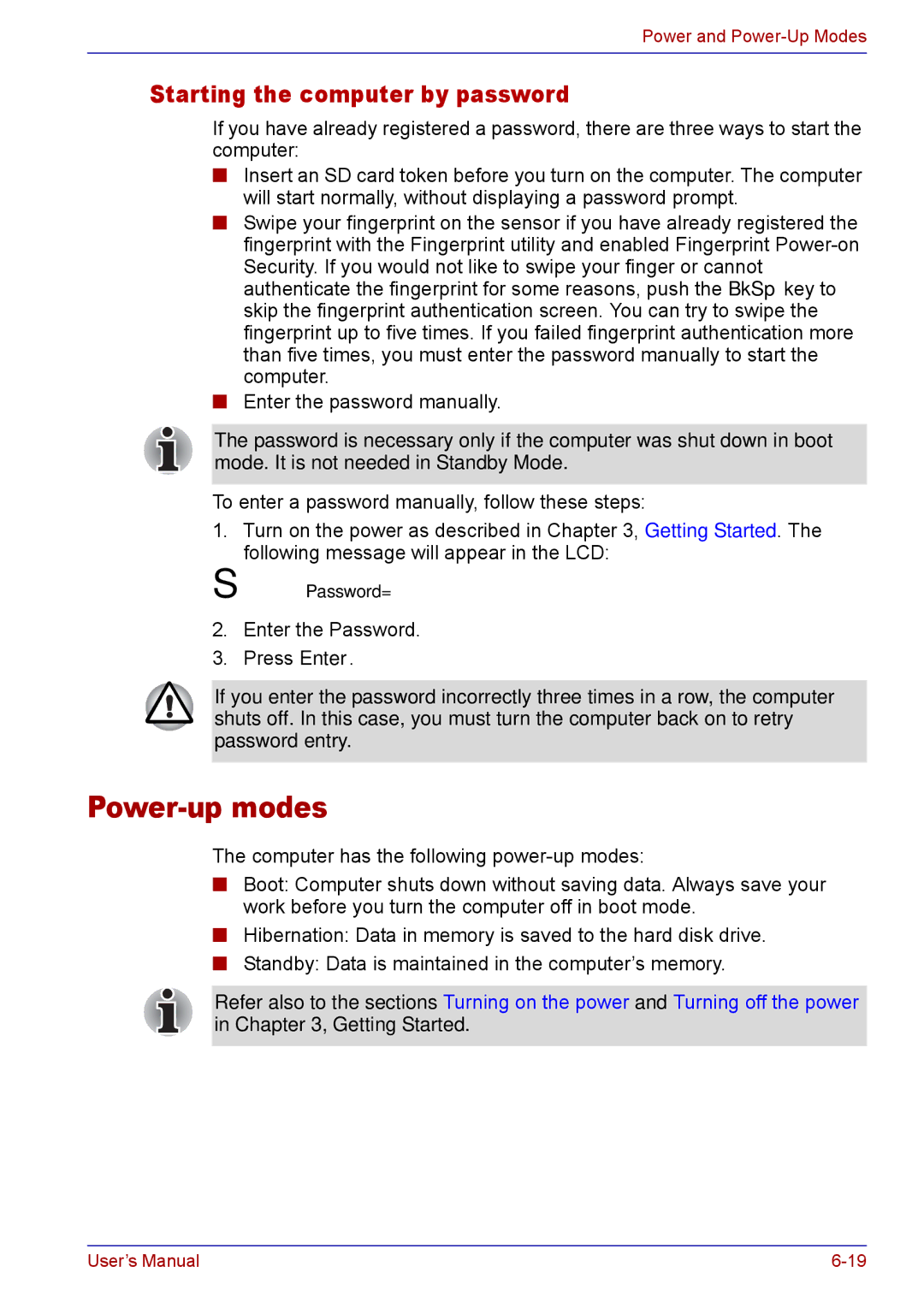 Toshiba TECRA M5 user manual Power-up modes, Starting the computer by password 