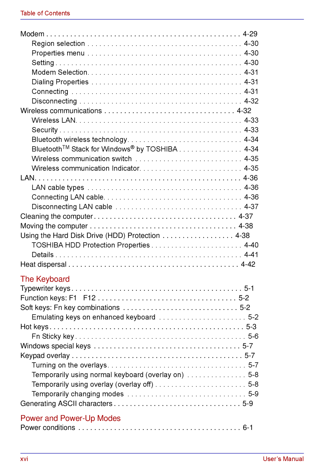 Toshiba TECRA M5 user manual Keyboard, Power conditions 