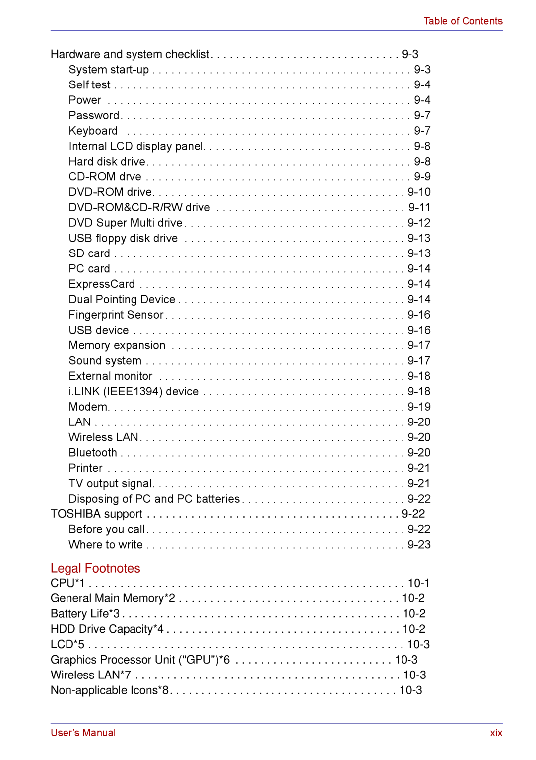 Toshiba TECRA M5 user manual Legal Footnotes 