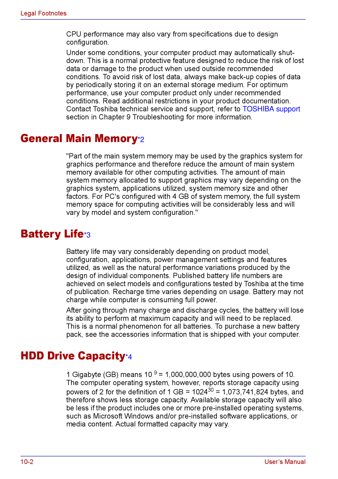 Toshiba TECRA M5 user manual General Main Memory*2, Battery Life*3, HDD Drive Capacity*4 