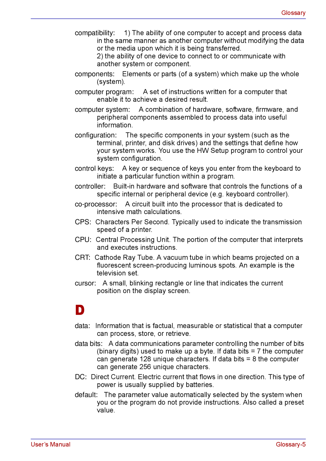 Toshiba TECRA M5 user manual Glossary-5 