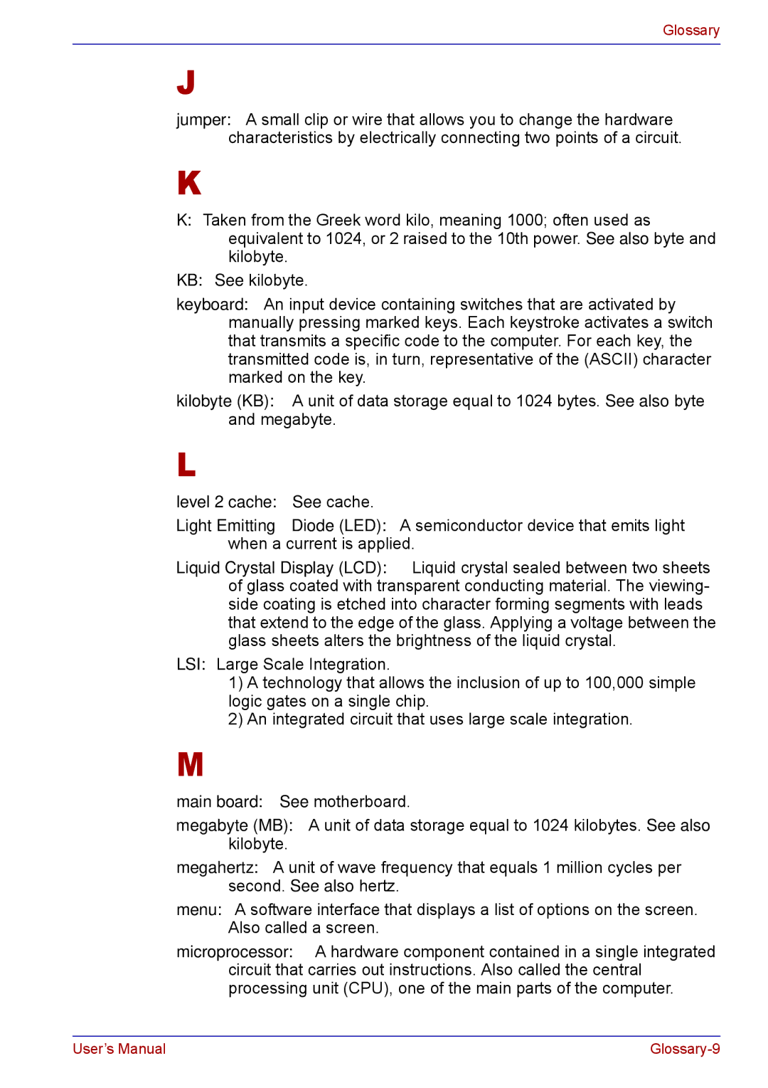 Toshiba TECRA M5 user manual Level 2 cache See cache, Main board See motherboard 