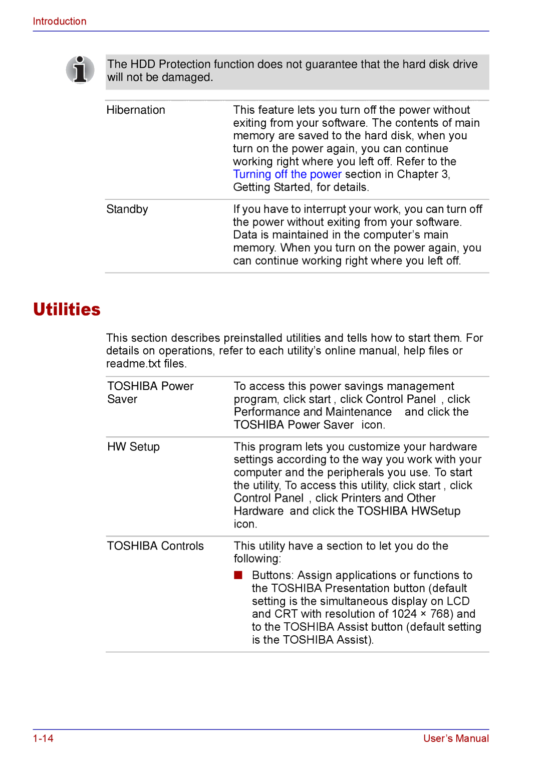 Toshiba TECRA M5 user manual Utilities 