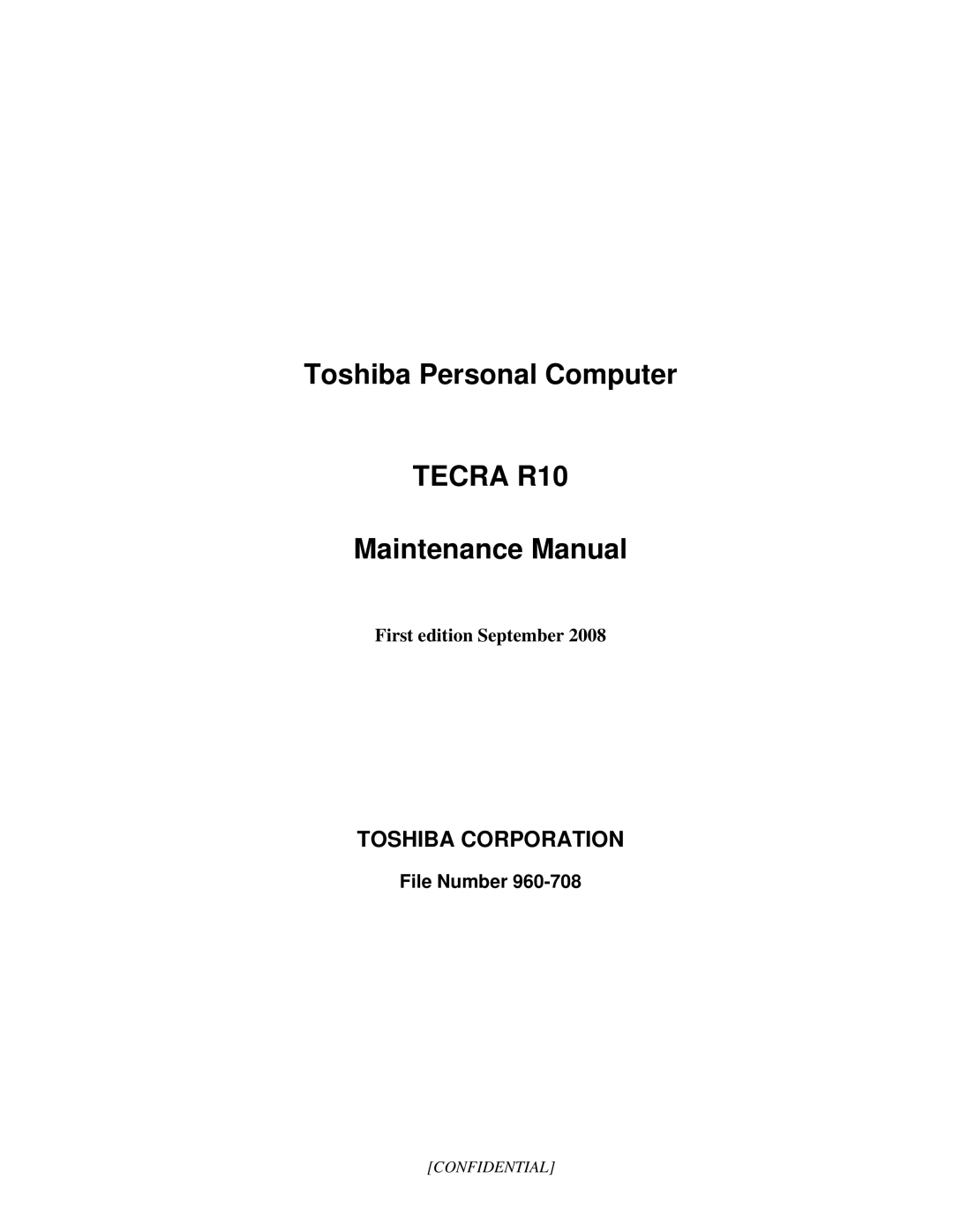 Toshiba TECRA R10 manual Tecra R10, File Number 